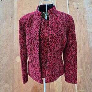 Flores & Flores black & red jacket and sleeveless top.